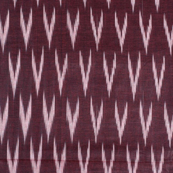 Maroon Colour Woven Ikat Type Cotton Fabric