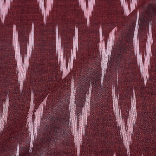 Maroon Colour Woven Ikat Type Cotton Fabric