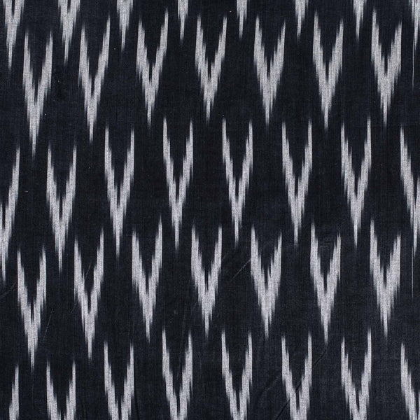 Black Colour Woven Ikat Type Cotton Fabric