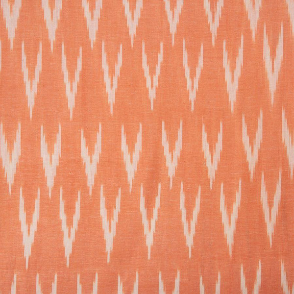Peach Bhagalpur Ikat Cotton Fabric