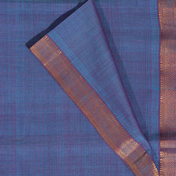 Sky BLue Two Tone Nizam  Border Pure Mangalgiri Cotton Fabric