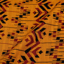 Mustard Colour Geometric Block Print Dobby Cotton Fabric