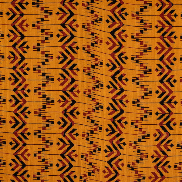 Mustard Colour Geometric Block Print Dobby Cotton Fabric