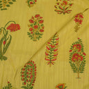 Mustard Green Colour Floral Block Print Dobby Cotton Fabric