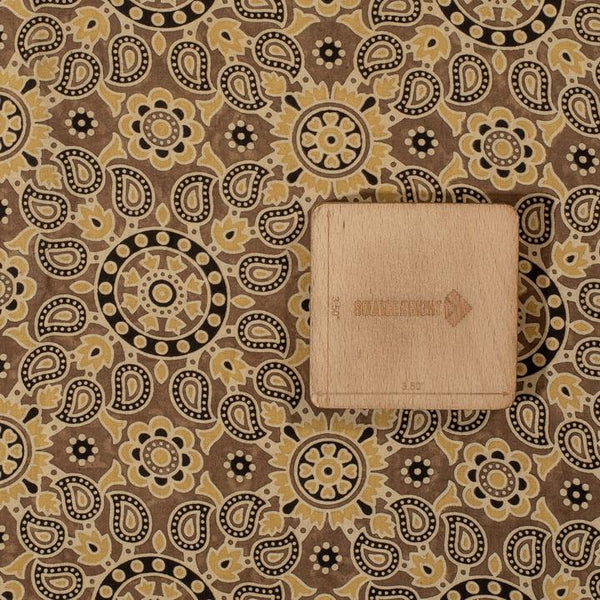 Cedar Colour Ajarakh Natural Dye Block Print Cotton Fabric