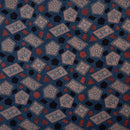 Navy Blue Colour Ajarakh Natural Dye Block Print Cotton Fabric