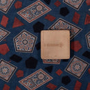Navy Blue Colour Ajarakh Natural Dye Block Print Cotton Fabric