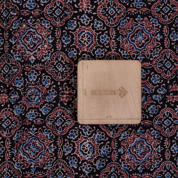 Black Colour Ajarakh Natural Dye Block Print Cotton Fabric
