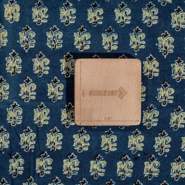 Navy Blue Colour Ajarakh Natural Dye Block Print Cotton Fabric