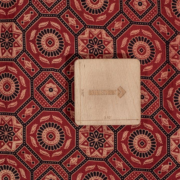 Maroon Colour Ajarakh Natural Dye Block Print Cotton Fabric