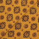 Mustard Yellow  Colour Ajarakh Natural Dye Block Print Cotton Fabric