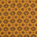Mustard Yellow  Colour Ajarakh Natural Dye Block Print Cotton Fabric