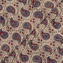 Off White Colour Ajarakh Natural Dye Block Print Cotton Fabric
