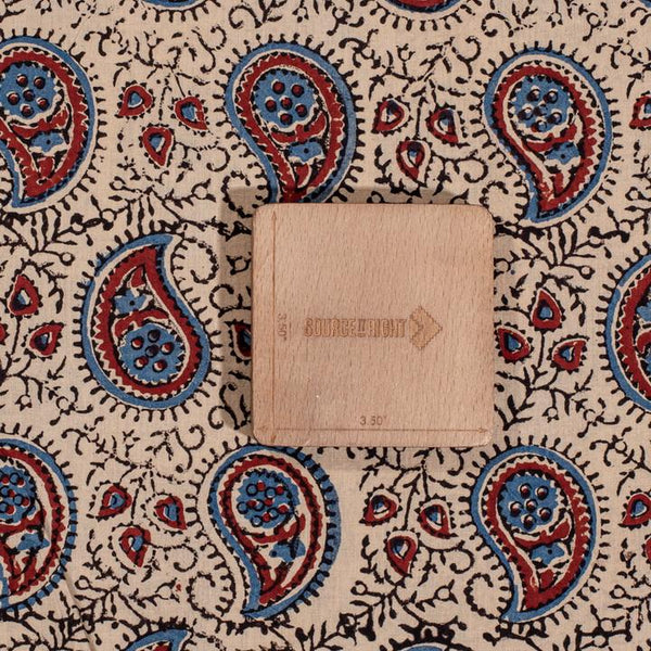 Off White Colour Ajarakh Natural Dye Block Print Cotton Fabric