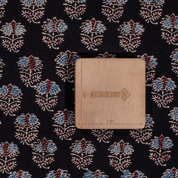 Black Colour Ajarakh Natural Dye Block Print Cotton Fabric