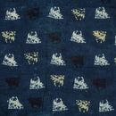 Indigo Colour Ajarakh Natural Dye Block Print Cotton Fabric