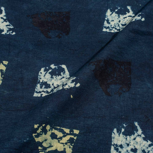Indigo Colour Ajarakh Natural Dye Block Print Cotton Fabric