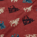 Brick Red Colour Ajarakh Natural Dye Block Print Cotton Fabric