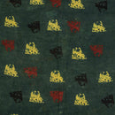 Bottle Green Colour Ajarakh Natural Dye Block Print Cotton Fabric
