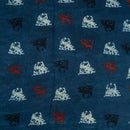 Indigo Colour Ajarakh Natural Dye Block Print Cotton Fabric