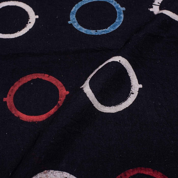 Black Colour Ajarakh Natural Dye Block Print Cotton Fabric