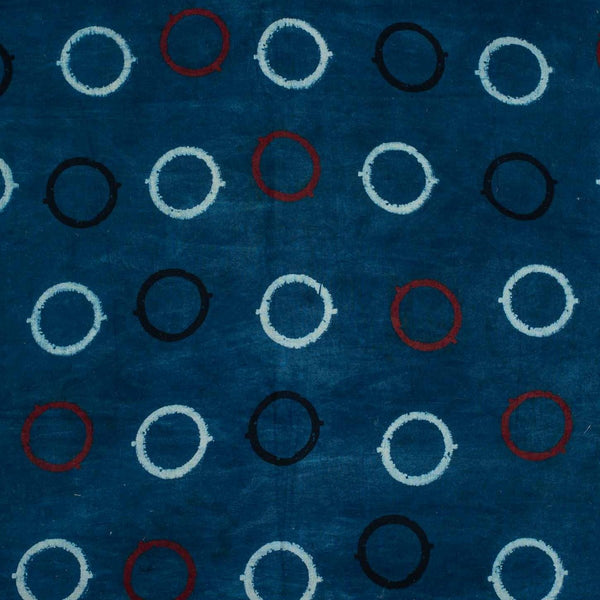 Indigo Colour Ajarakh Natural Dye Block Print Cotton Fabric