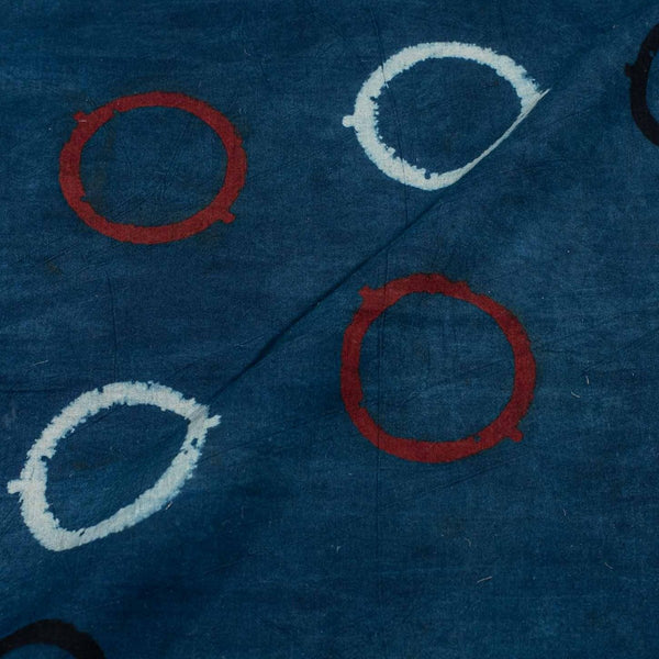 Indigo Colour Ajarakh Natural Dye Block Print Cotton Fabric