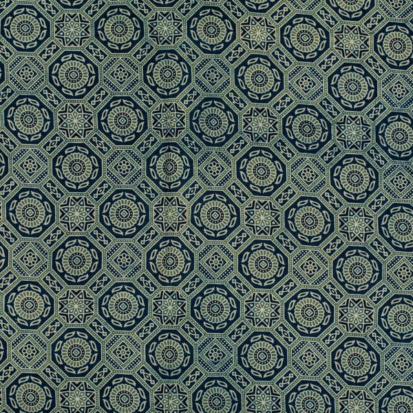 Navy Blue Colour Ajarakh Natural Dye Block Print Cotton Fabric