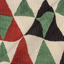 Multi Colour Geometric Block Print Kantha Cotton Fabric