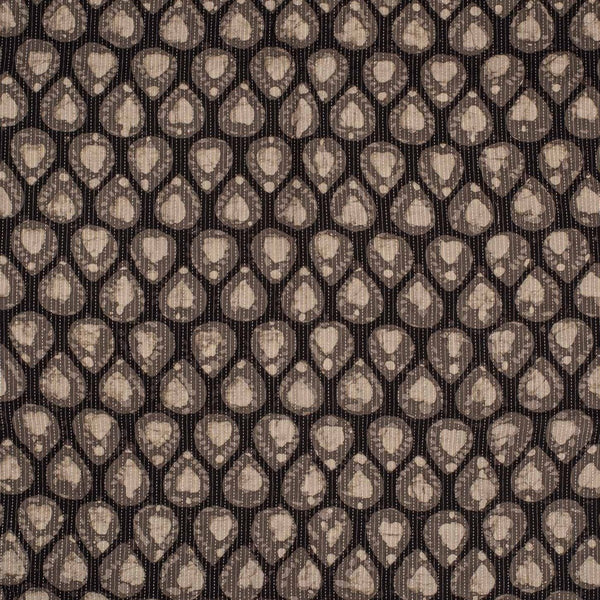 Black Colour Dabu Leaves Block Print Cotton Fabric 42 inch Width