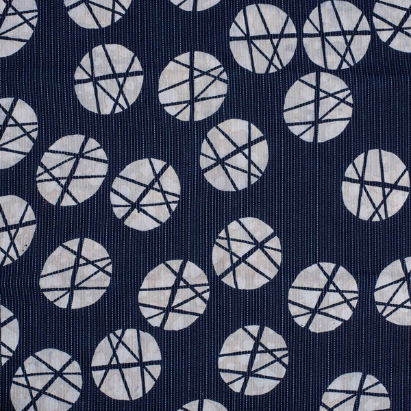 Indigo Colour Geometric Print Kantha Cotton Fabric 42 inch Width
