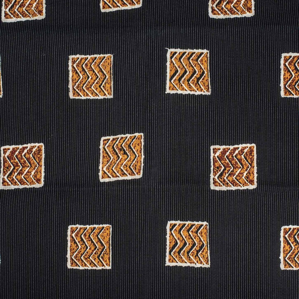Black Colour Geometric Print Kantha Cotton Fabric 42 inch Width