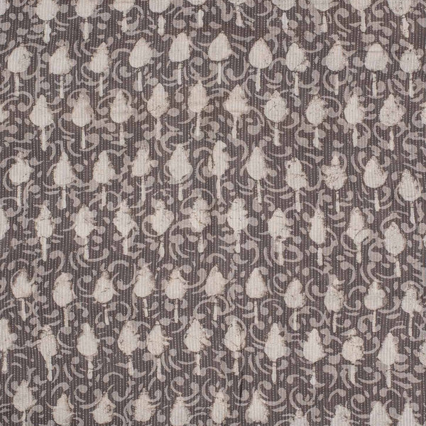 Cedar Colour Dabu Leaves Print Kantha Cotton Fabric 