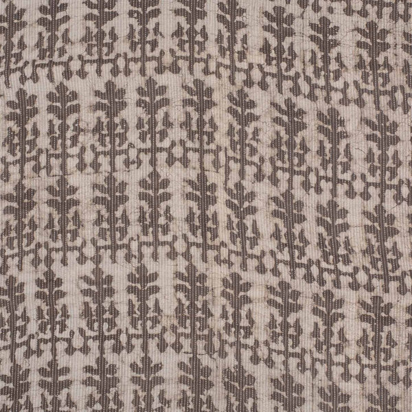 Cedar Colour Dabu Leaves Print Kantha Cotton Fabric 