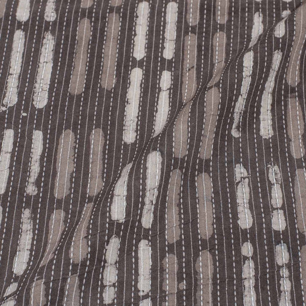 Cedar Colour Dabu Leaves Print Kantha Cotton Fabric 