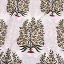 Off White Colour Hand Block Floral Print Cotton Mal Fabric