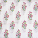 Off White Colour Hand Block Floral Print Cotton Mal Fabric