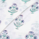 Off White Colour Hand Block Floral Print Cotton Mal Fabric