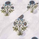 Off White Colour Hand Block Floral Print Cotton Mal Fabric