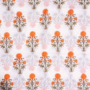 Off White Colour Hand Block Floral Print Cotton Mal Fabric