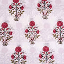 Off White Colour Hand Block Floral Print Cotton Mal Fabric