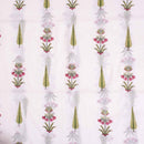 Off White Colour Hand Block Floral Print Cotton Mal Fabric
