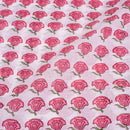 Off White Colour Hand Block Floral Print Cotton Mal Fabric