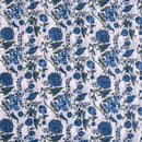 Off White Colour Hand Block Floral Print Cotton Mal Fabric