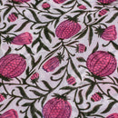 Off White Colour Hand Block Floral Print Cotton Mal Fabric
