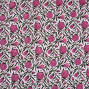Off White Colour Hand Block Floral Print Cotton Mal Fabric
