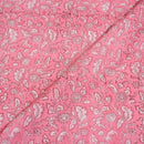 Pink Colour Hand Block Floral Jaal Print Cotton Mal Fabric