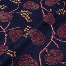 Navy Blue Colour Floral Jaal Print Cotton Fabric