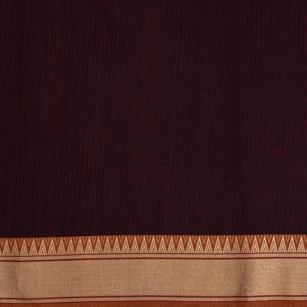Maroon Black Colour Side Jacquard Border Handloom Cotton Fabric