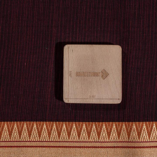 Maroon Black Colour Side Jacquard Border Handloom Cotton Fabric